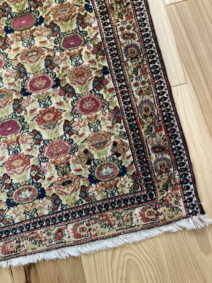 ☆状態良好☆Zil i Sultan 195 x 122 cm ペルシャ、 19世紀後半 ☆状態良好☆Zil i Sultan 195 x 122 cm ペルシャ、 19世紀後半