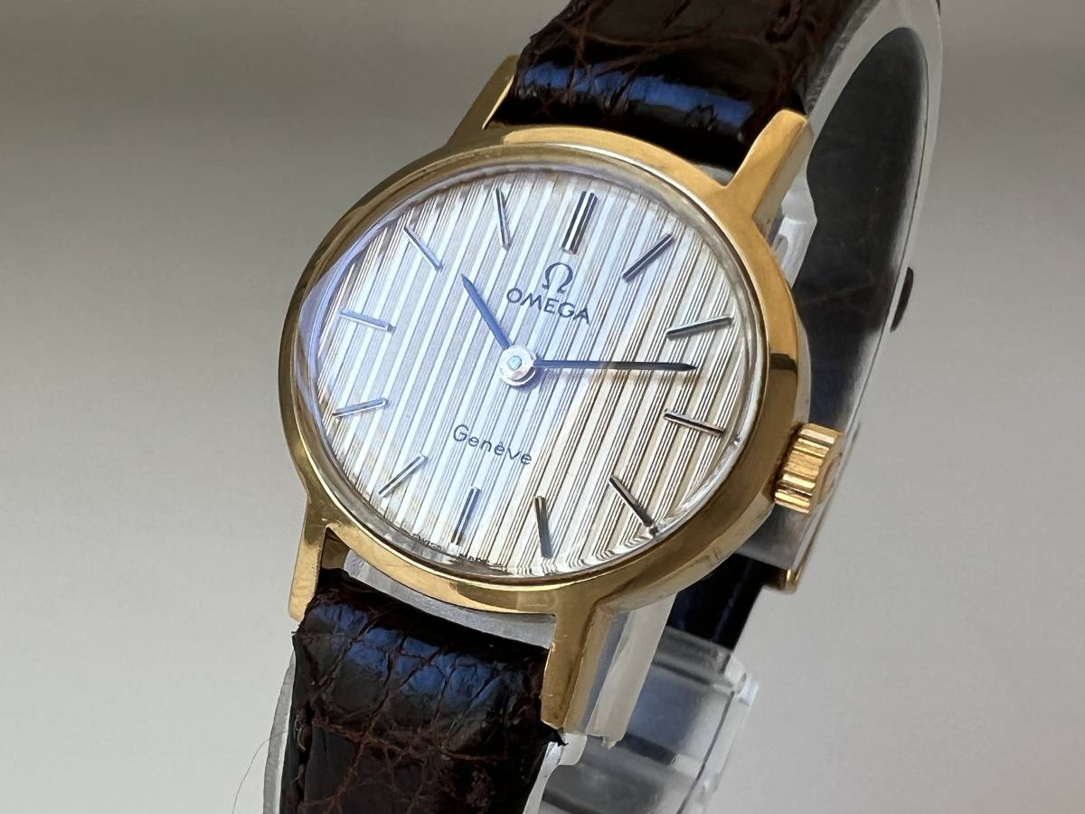 Y7☆★稼働品 OMEGA オメガ Geneve ジュネーブ 511.0412 cal.625 ゴールド文字盤 純正尾錠 手巻き レディース腕時計 現状品 1円〜_画像1