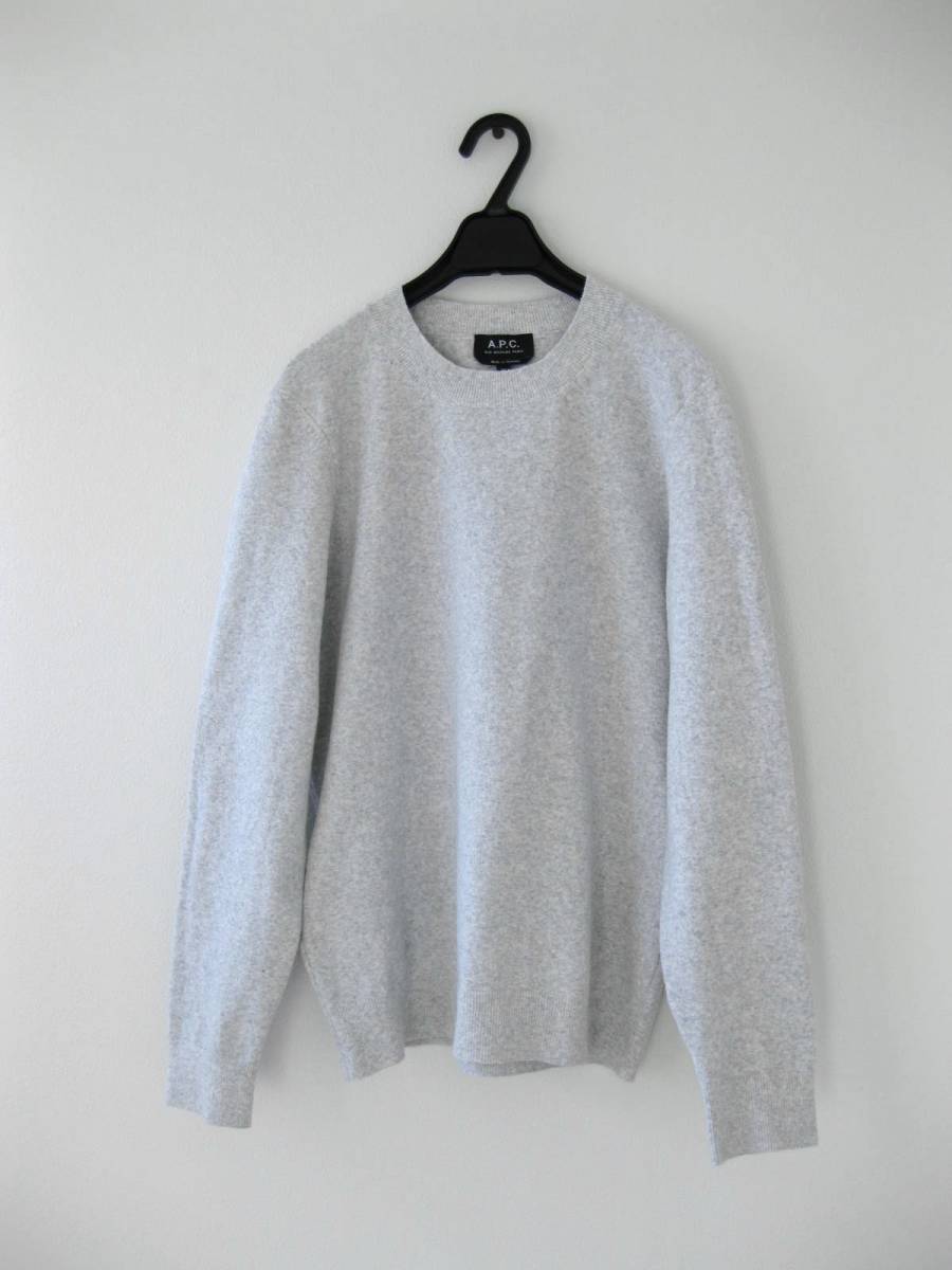 ☆A.P.C.アーペーセー☆長袖ニット☆XS☆コットン混☆L.GREY☆クルーネック☆ルーマニア製☆_画像2