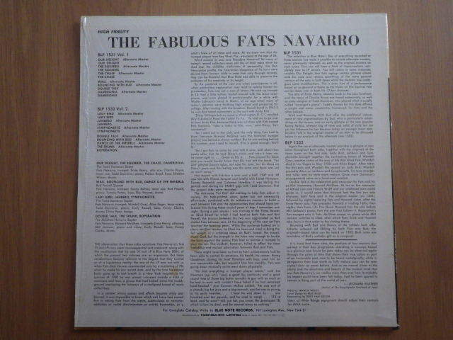 ファッツ・ナヴァロ/The Fabulous Fats Navarro Vol.2 　　BLP-1532　　LP_画像2