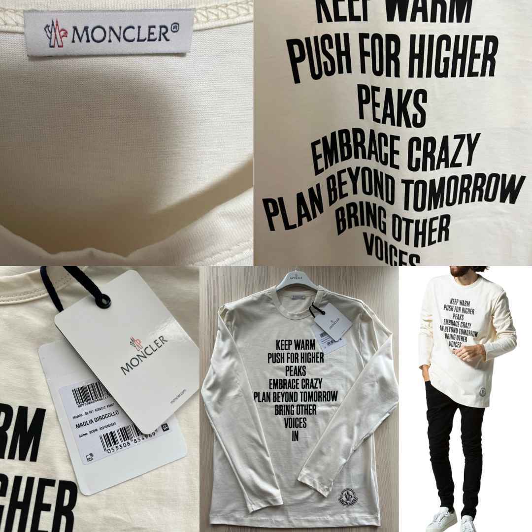 Lサイズ【未使用】MONCLER GIROCOLLO レタリング ロング Tシャツ 