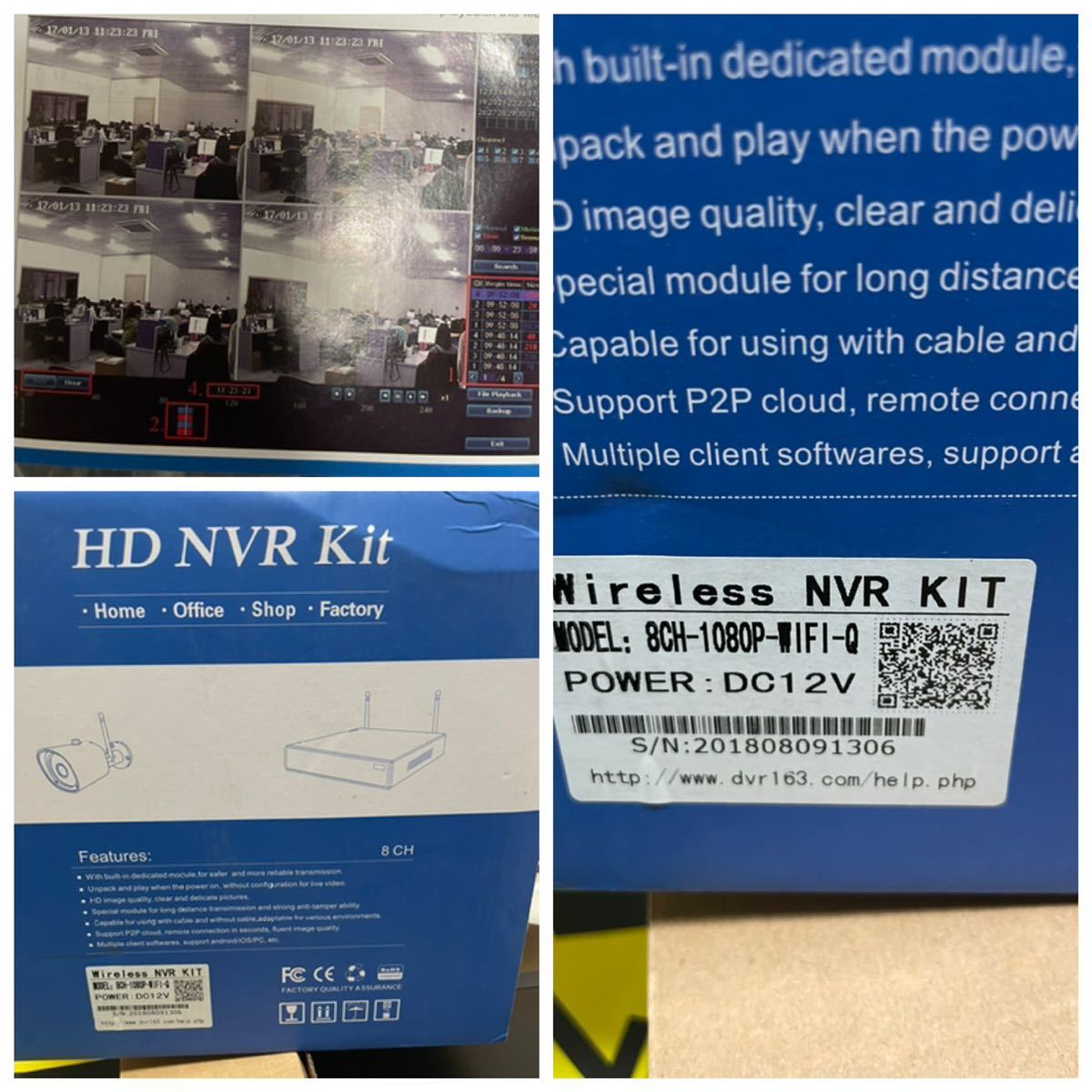 未使用HD NVR Kit防犯カメラ 防水 ワイヤレス 常時録画 8ch/8台セット 配線不要 家庭用 ハードディスク付き動体検知 監視カメラP2P CLOUD_画像10