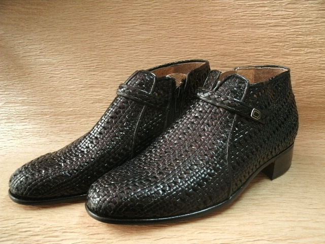 25.0　メッシュショートブーツ　黒　革底　紳士靴　革靴　夏用　ビジネス