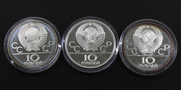 K11S5 コイン 銀貨 1980年 モスクワ五輪 記念銀貨セット 132.8g 真贋不明 現状品 60サイズ_画像3