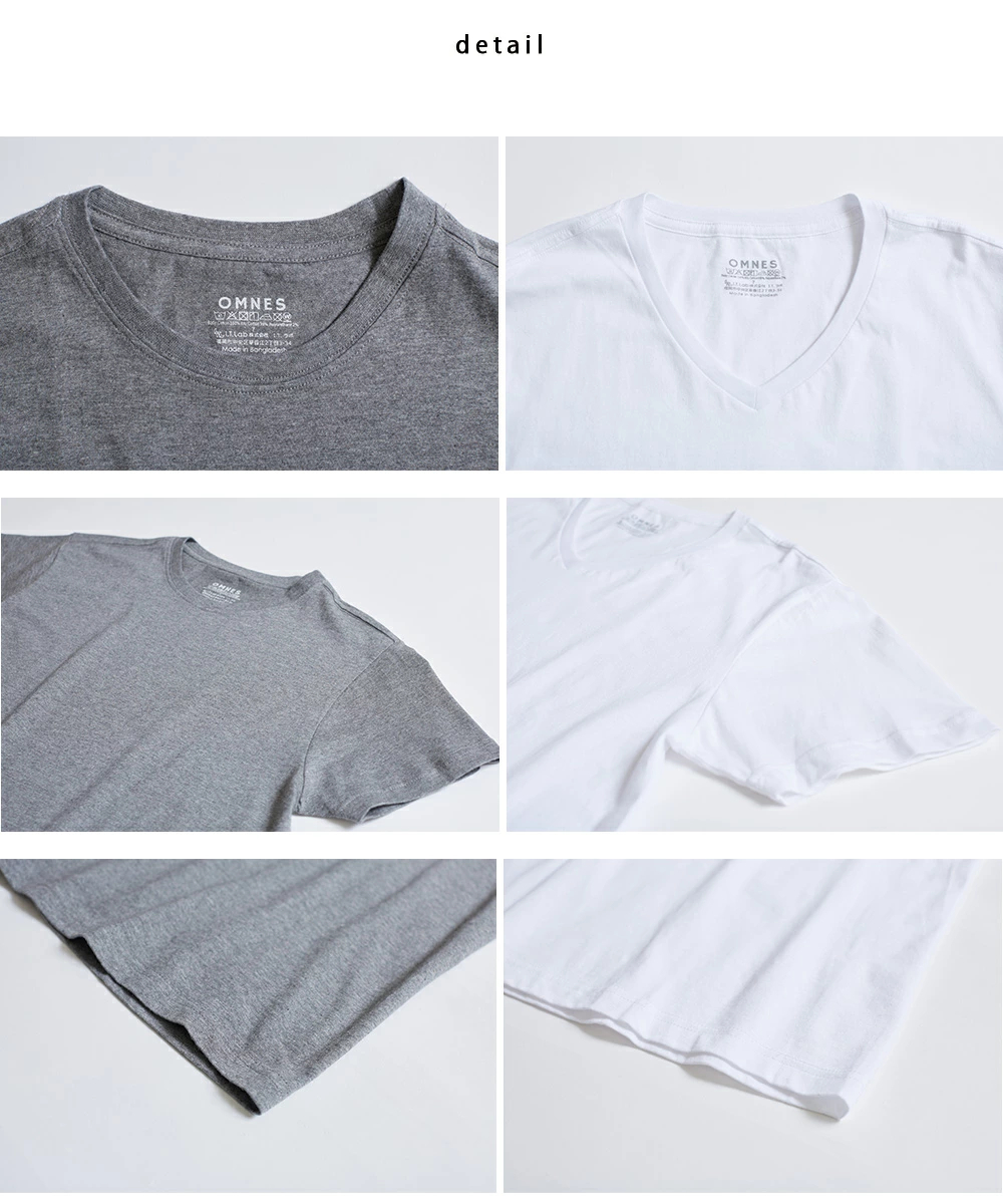 2枚組【OMNES】XL メンズ 天竺編みコットン Color:182-チャコール(クルーネック) 半袖Tシャツ アンダーウェア オーガニックコットン HAPTIC_画像5