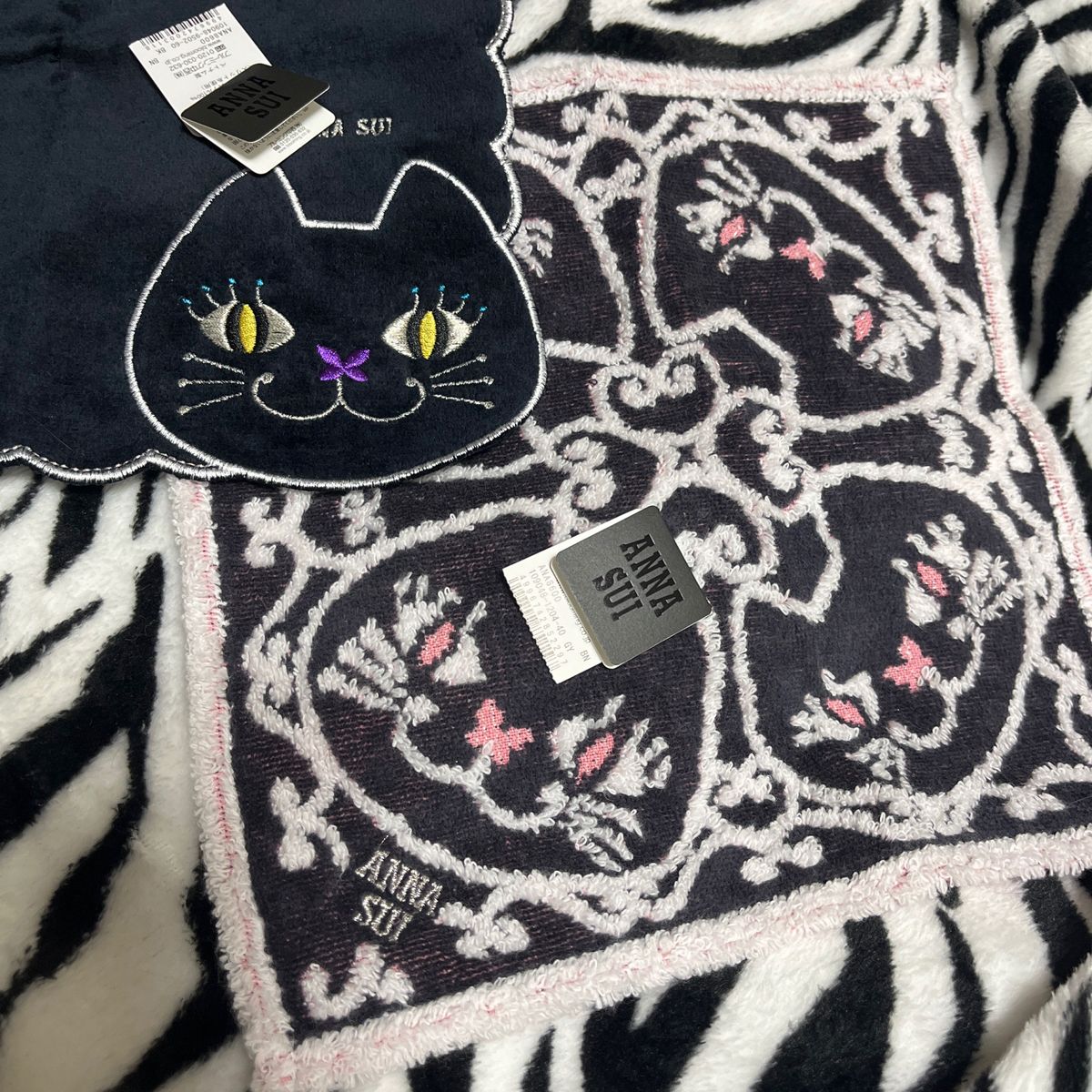 アナスイ ANNA SUI 新品 猫 ネコ ねこ キャット cat タオルハンカチ 2枚