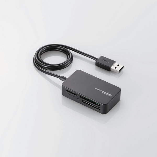 USB2.0メモリリーダライタ 48+6メディア対応 主要なメディアに対応しながらコンパクトサイズを実現したケーブル一体タイプ: MR-A39NBK_画像2