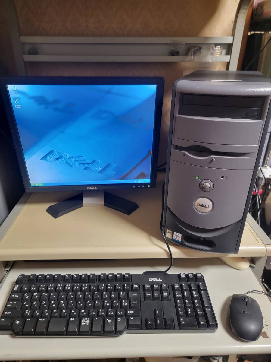 17型 WindowsXP DELL DIMENSION1100 eleron 2.53GHz/160GB/2GB/DVD XPパソコン 中古 動作確認済 デスクトップ 法人モデル モニター付き_画像2