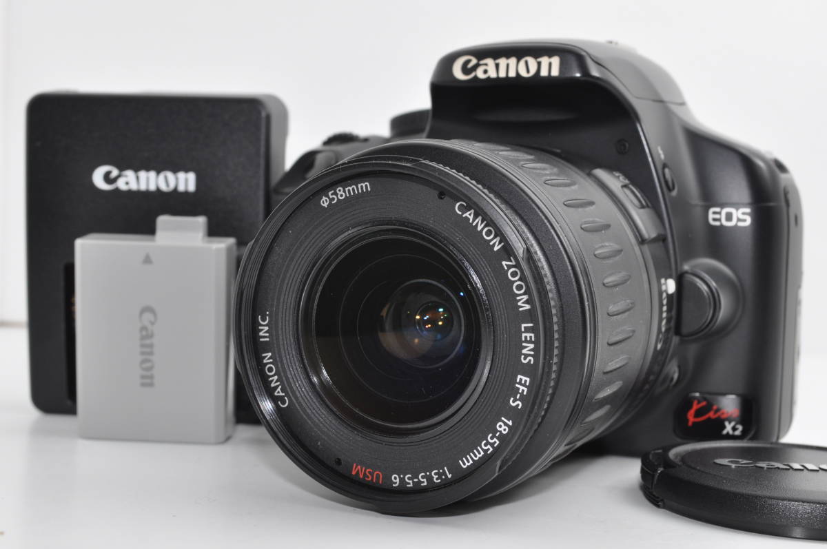 【綺麗】Canon キヤノン EOS Kiss X2 EF-S 18-55 USM レンズキット #C144
