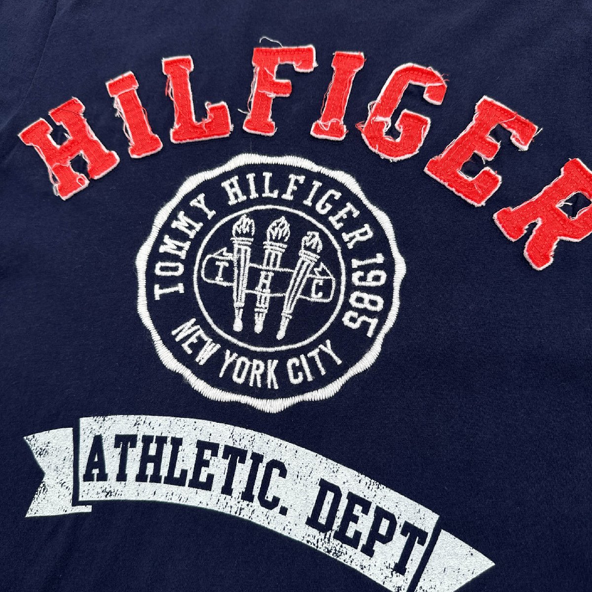 BIGロゴ◆TOMMY HILFIGER トミーヒルフィガー 半袖Tシャツ カットソー XS / ネイビー メンズ_画像3