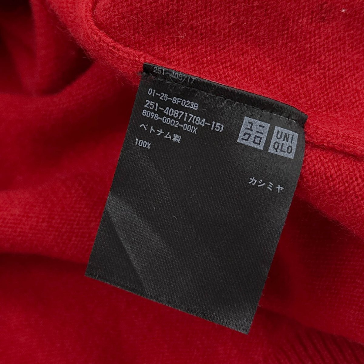 カシミヤ100%◆UNIQLO ユニクロ Vネック ニットセーター XL / レッド レディース カシミア k-143_画像8