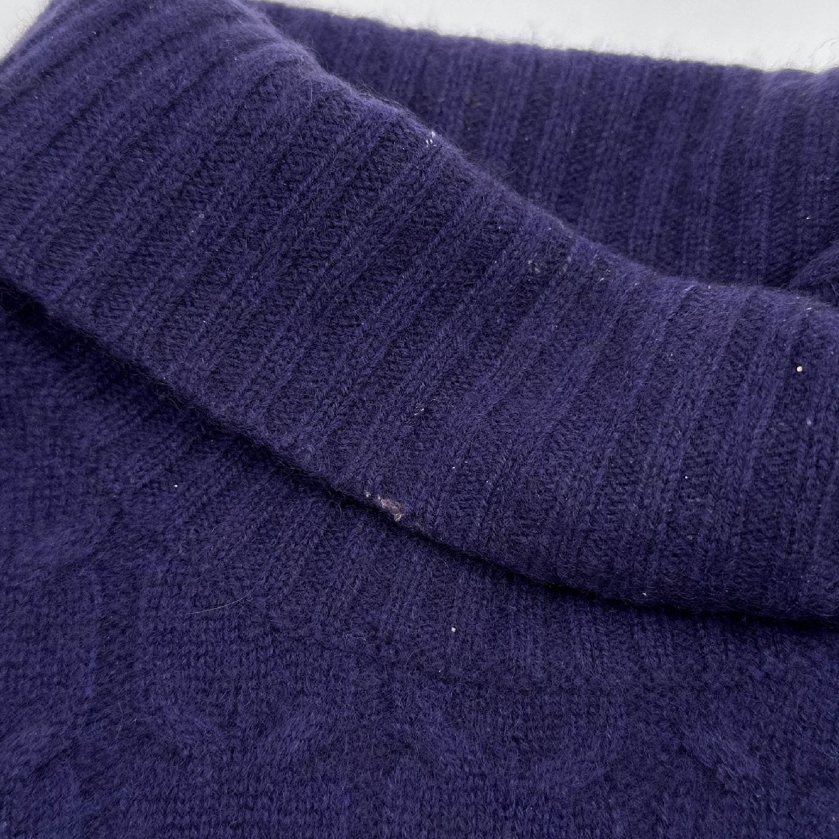 カシミヤ100％◆CASHMERE WORLD ケーブル編み風 カシミアウール 長袖 ニット タートルネック セーター LL/紫/大きいサイズ_画像5