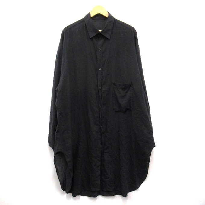 125U170★中古品 Yohji Yamamoto ヨウジヤマモト M-ITSリリックプリントB ロングシャツ/サイズ：3/2019SS HH-B75-295