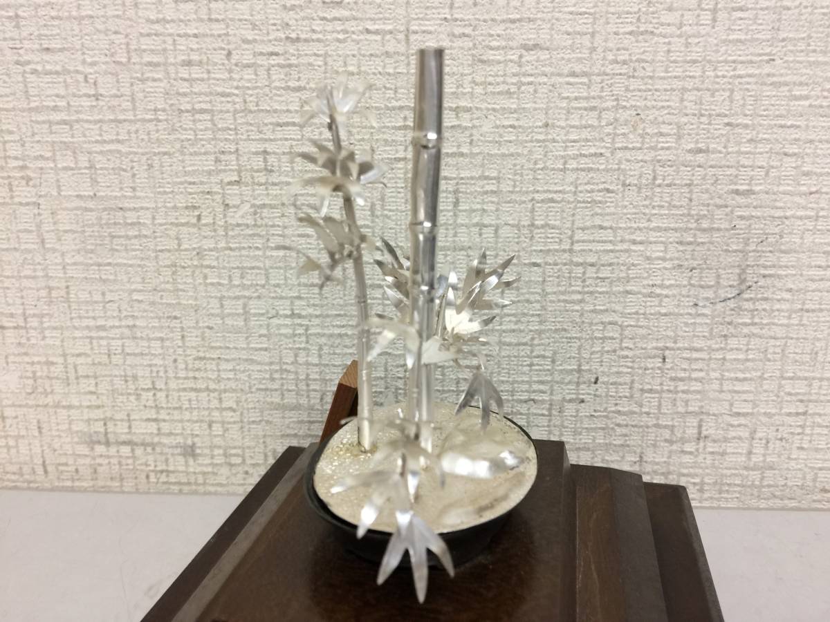 純銀製　竹　光則作　置物　ガラスケース　ケース高さ20cm　竹高さ8.4cm　　　　A6_画像3