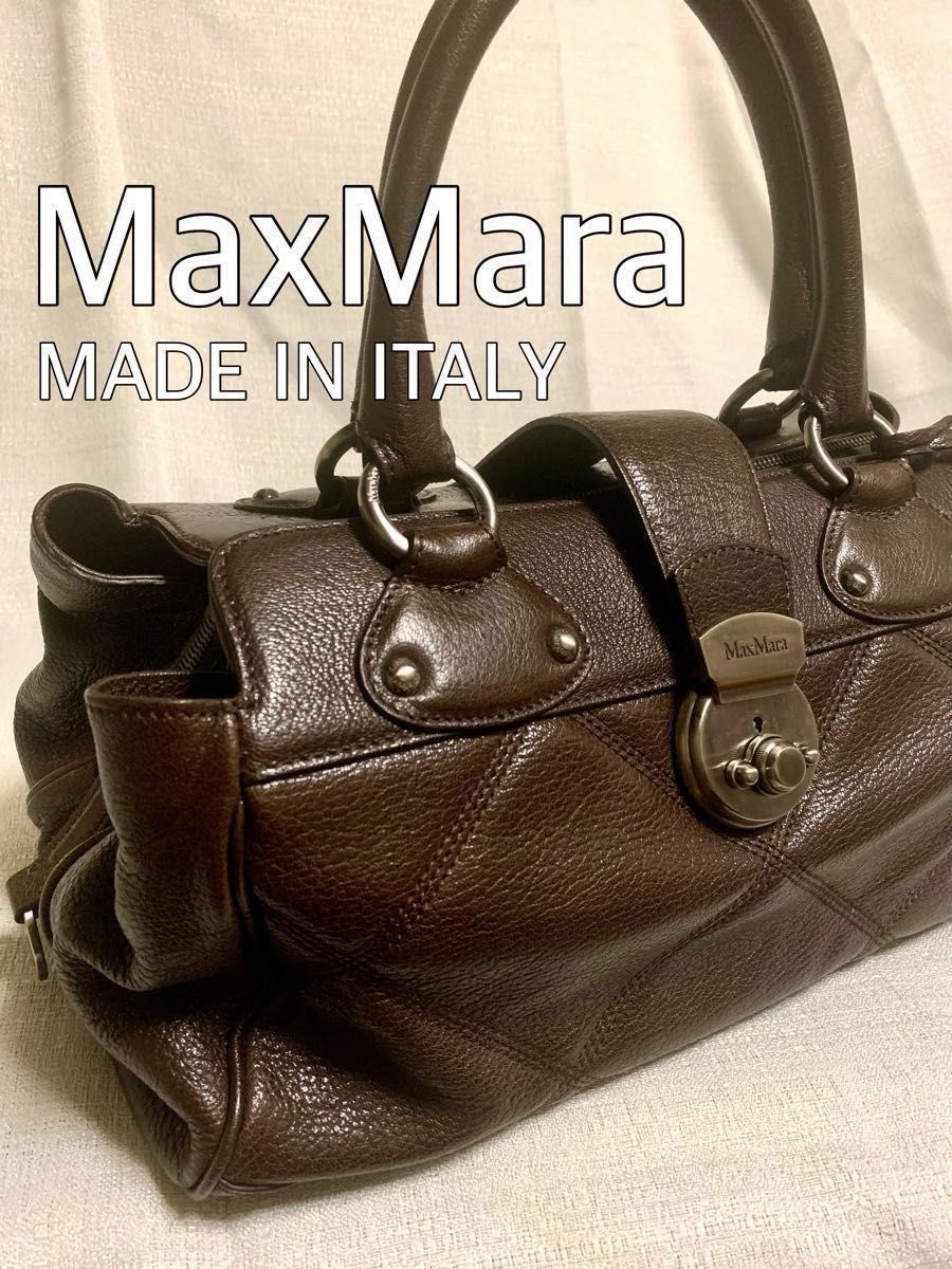 美品☆MaxMara マックスマーラ イタリア製 ハンドバッグ ボストンバック レザー 革 