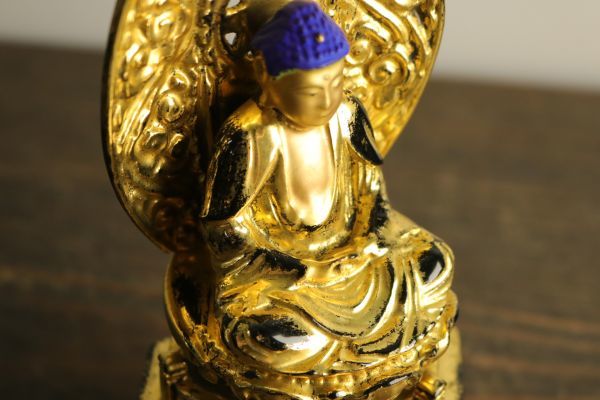 仏教美術 仏像 座像 木製 仏壇 仏具 置物 Nov2405_画像6