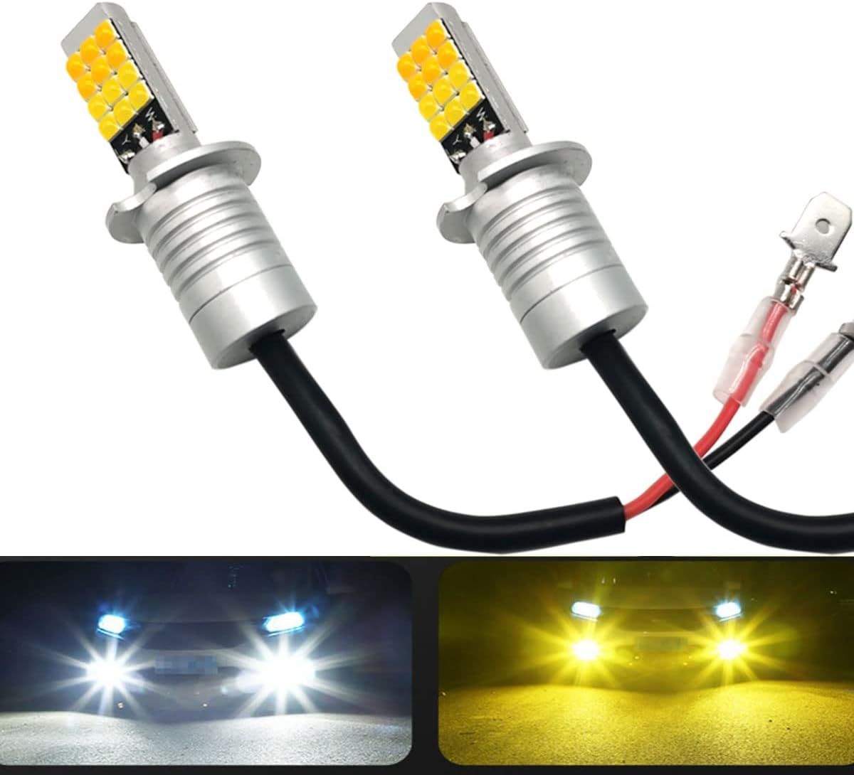 LEDフォグランプ H3 LED フォグ 2色切り替え カラーチェンジ ホワイト（6000K）/イエロー（3000K） 車検対応 DC12V 無極性 車用 2個セット_画像1