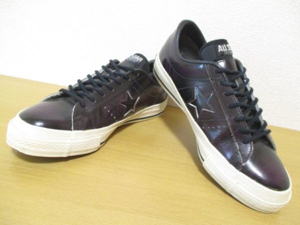 送料無料 美品 店舗限定モデル 日本製 ‘11 CONVERSE コンバース ONESTAR J ワンスターJ バイカラー パープル US7.5 / 26.0cm_画像5