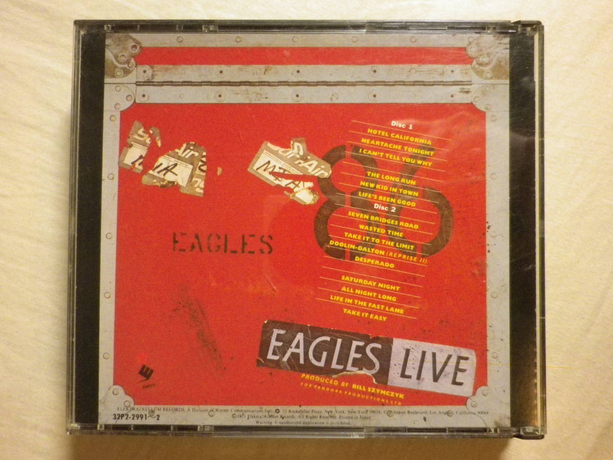 『Eagles/Eagles Live(1980)』(1989年発売,32P2-2991/2,廃盤,国内盤,歌詞付,Seven Bridges Road,Take It Easy,USロック,西海岸)_画像2