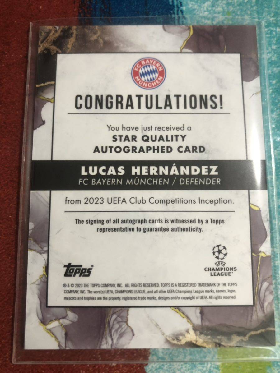 3/5 5枚限定 リュカエルナンデス TOPPS INCEPTION SOCCER STAR QUALITY BAYERN LUCAS HERNANDEZ バイエルン 直筆サインカード_画像2