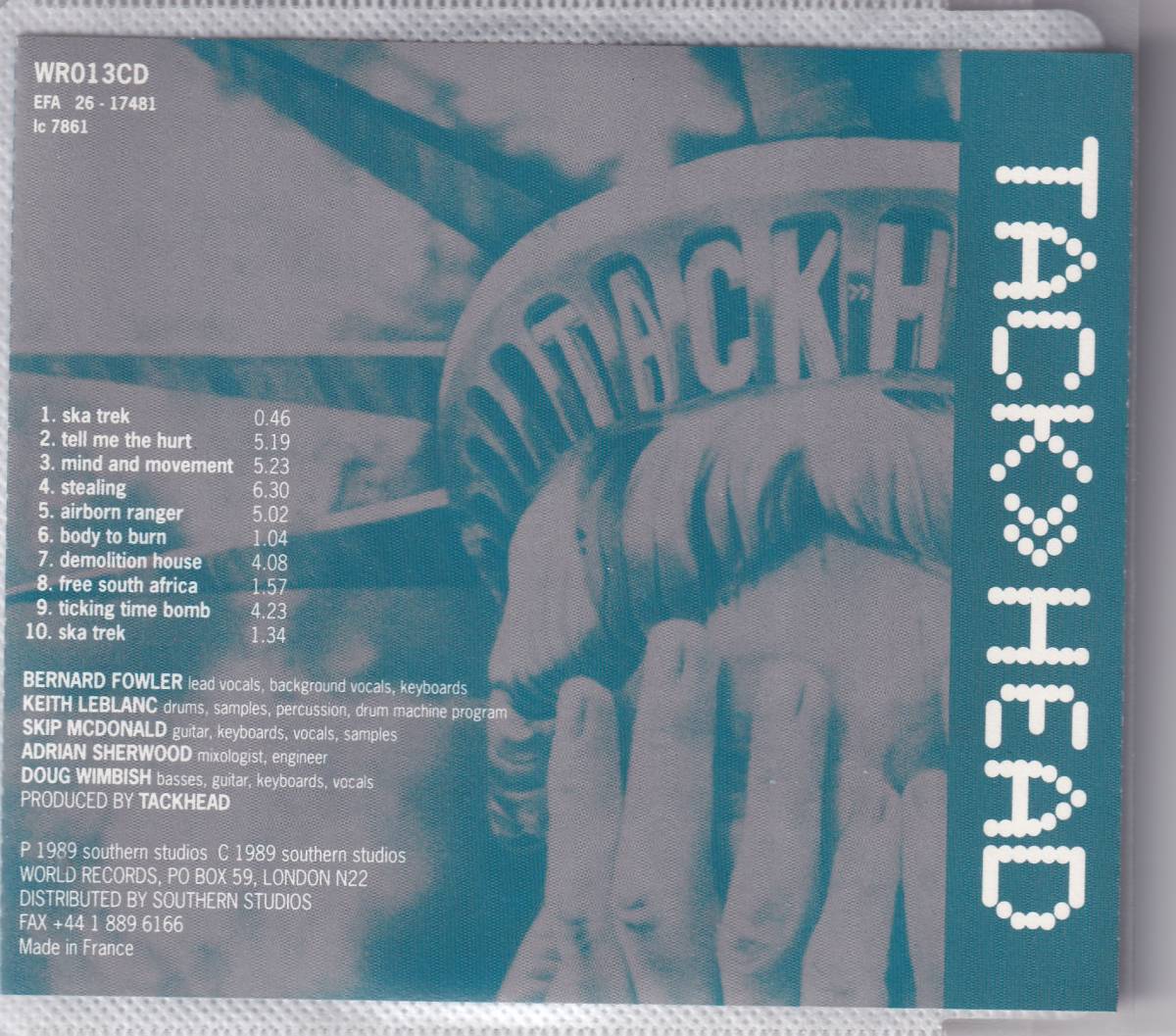 Tackhead / Friendly As A Hand Grenade / CD / World Records / WR013CD ON-U sound エイドリアン・シャーウッドの画像2