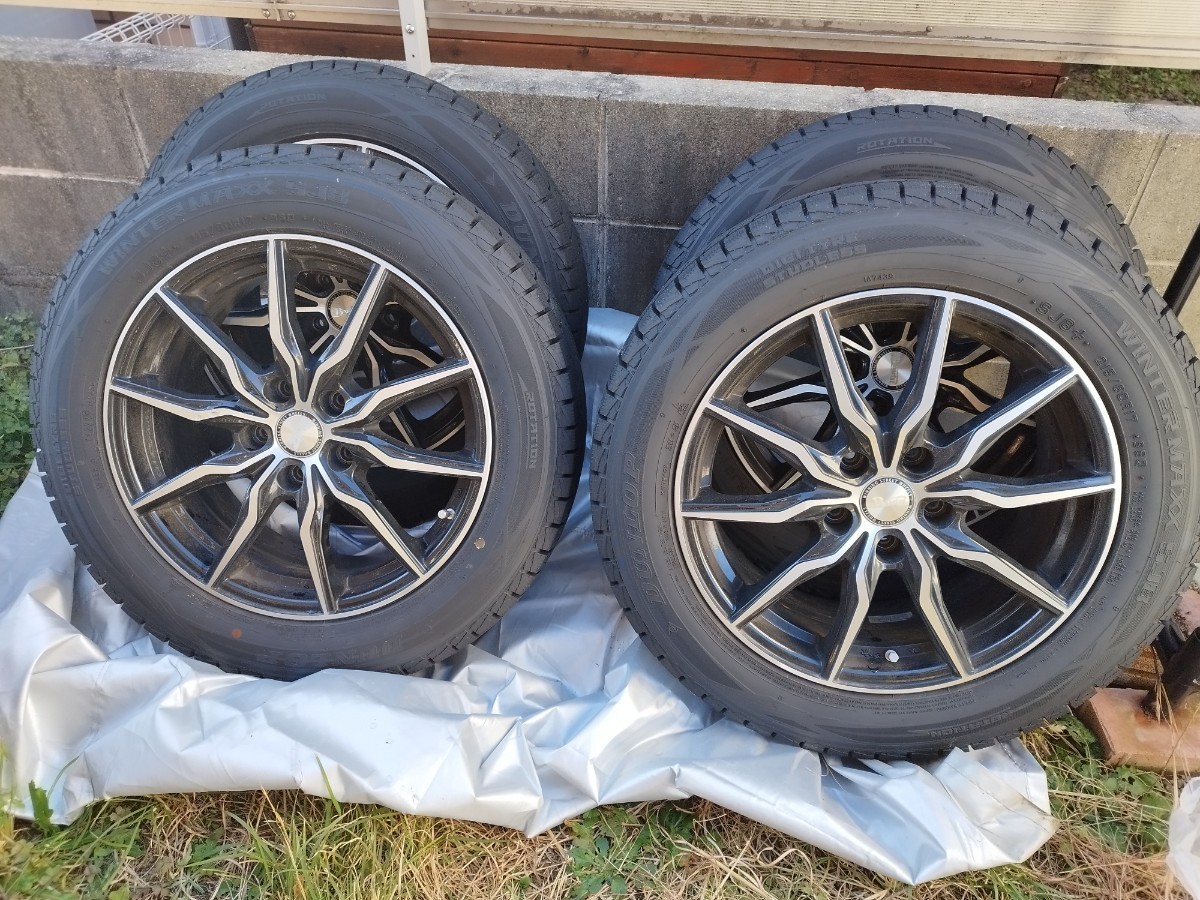 使用少）215/60R17 DUNLOP WINTERMAXX SJ8 スタッドレスタイヤ、ホイール（5穴 ）、ナットセット カローラクロス CH-Rに使用_215/60R17 3ヶ月使用