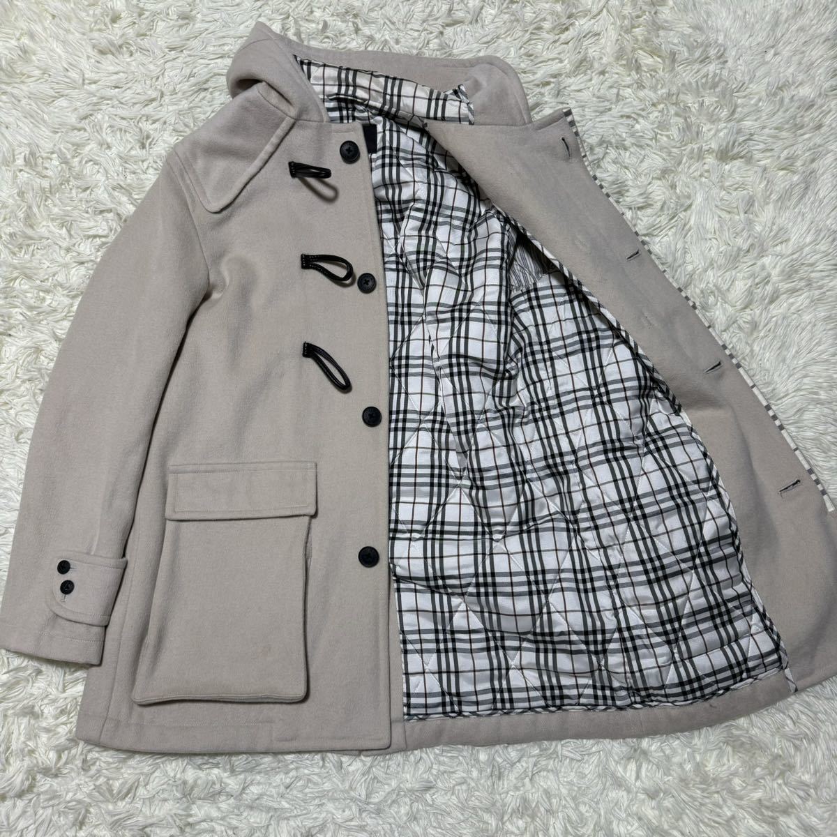 1円 Lサイズ 美品 BURBERRY BLACK LABEL バーバリーブラックレーベル ダッフルコート 知的な漢の色気 ノバチェック 裏地 ロング丈 メンズ_画像1