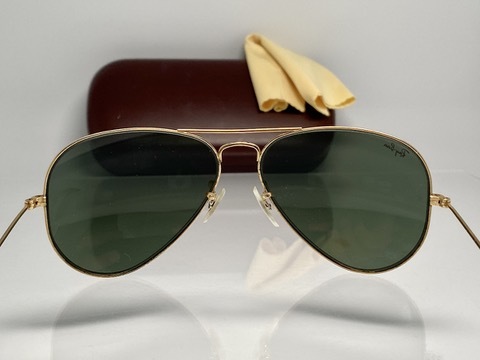 B&L RAY-BANボシュロムレイバン Metalメタル1 GOLDゴールド/G-15 アビエーターVINTAGEティアドロップ サングラス USA製 おまけケース付_画像8