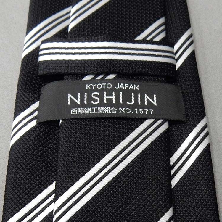  west . woven mo- person g for necktie black × white stripe silk 100% made in Japan . equipment wedding *... mail service possible njm01