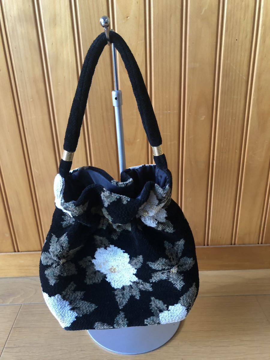  beautiful goods bottom with translation hot man back HOTMAN floral print black shopping towel cloth handbag 