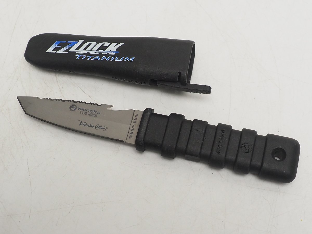 USED Wenoka EZLOCK titanium diver knife total length :21cm rank :A scuba diving supplies [3FF-56405]