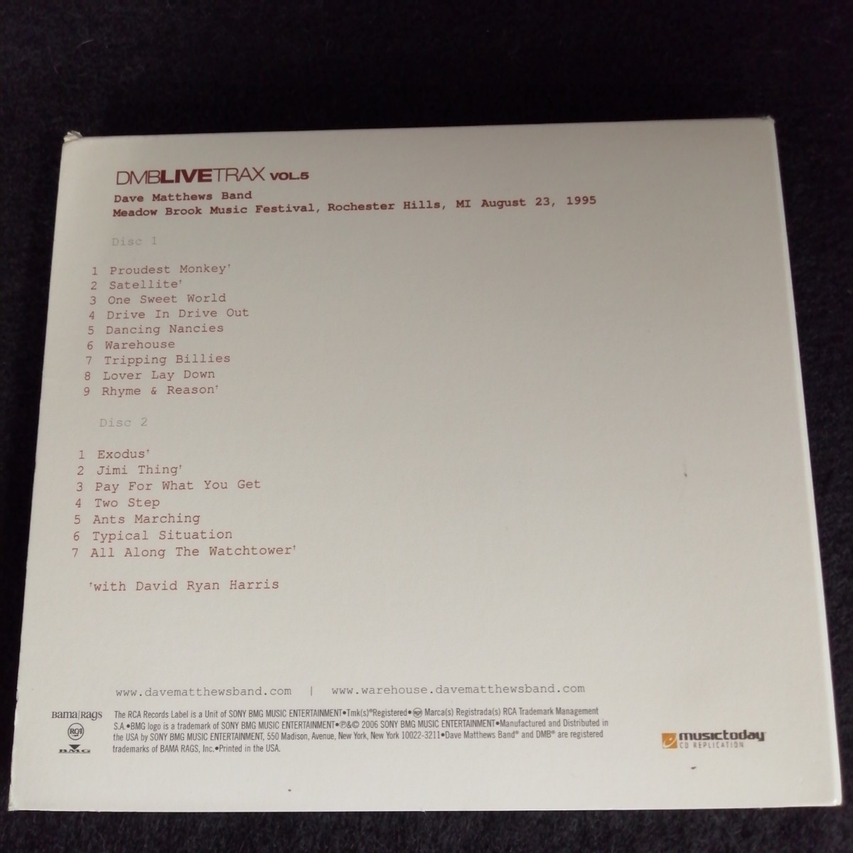 C11 中古CD デイヴマシューズバンド　Dave Matthews Band DMB Live Trax Vol. 5　Meadow Brook Music Festival　August 23, 1995_画像4