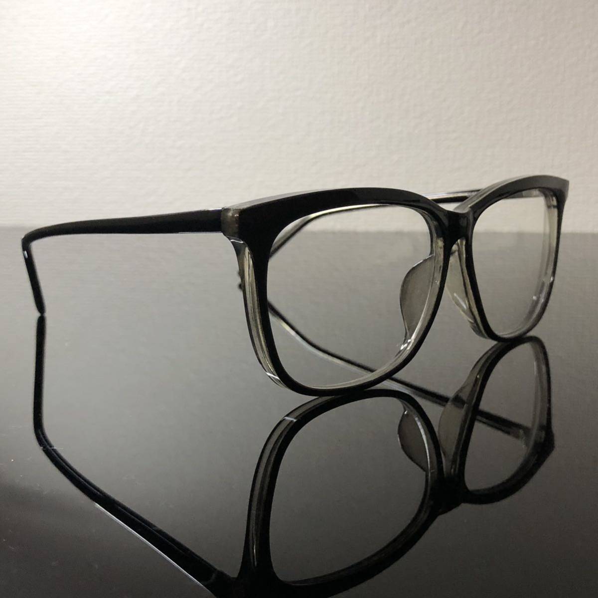 未使用 CLASSIC (クラシック)伊達眼鏡 ビックシェイプ ウェリントン型/4871 細いフレームメガネ/眼鏡 (ブラウン/クリアー)鯖江/日本製_画像3