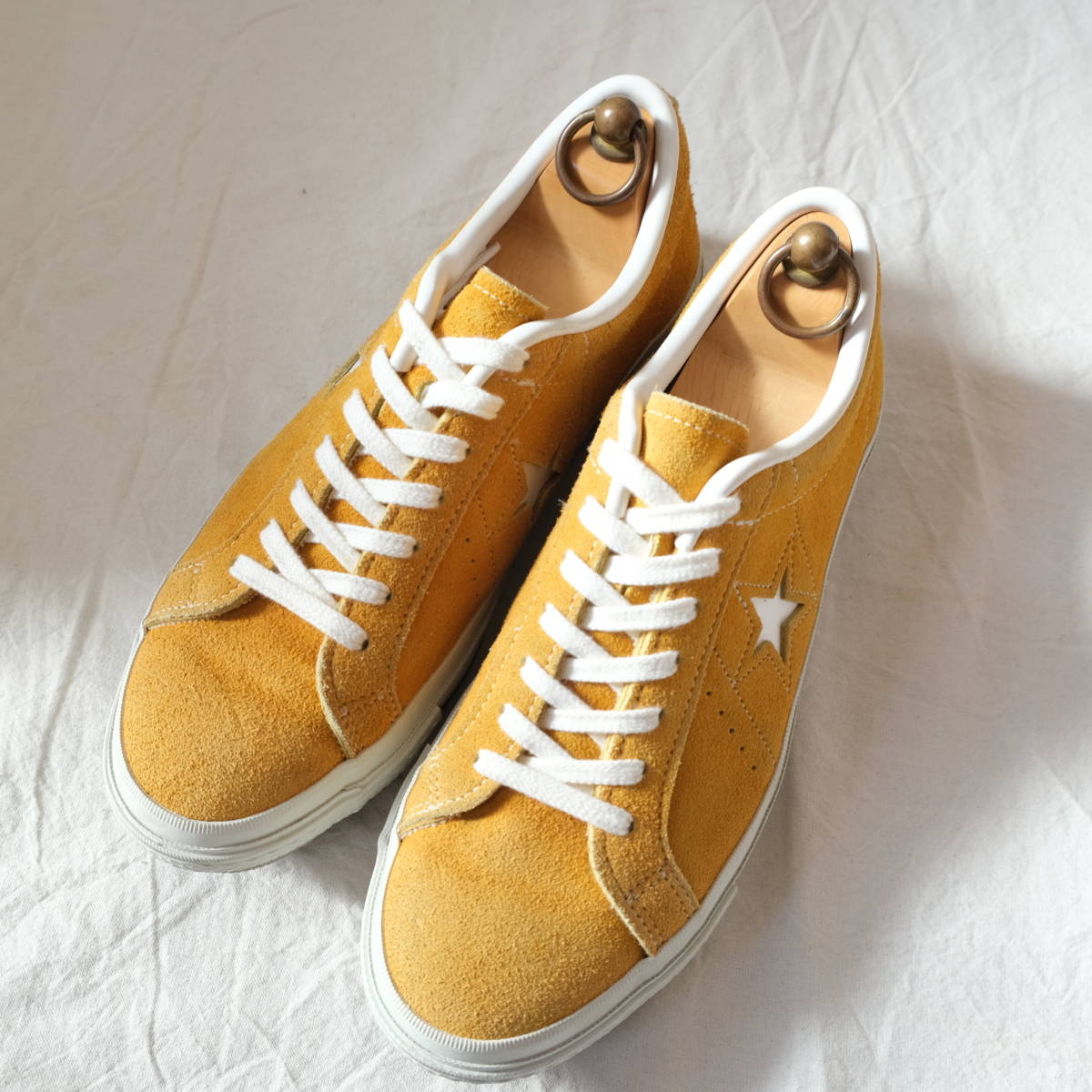  日本製【 CONVERSE ONE STAR 】J SUEDE GOLD コンバース ワンスター スエード / ゴールド イエロー からし / US7 25.5 / Japan レザー_画像2