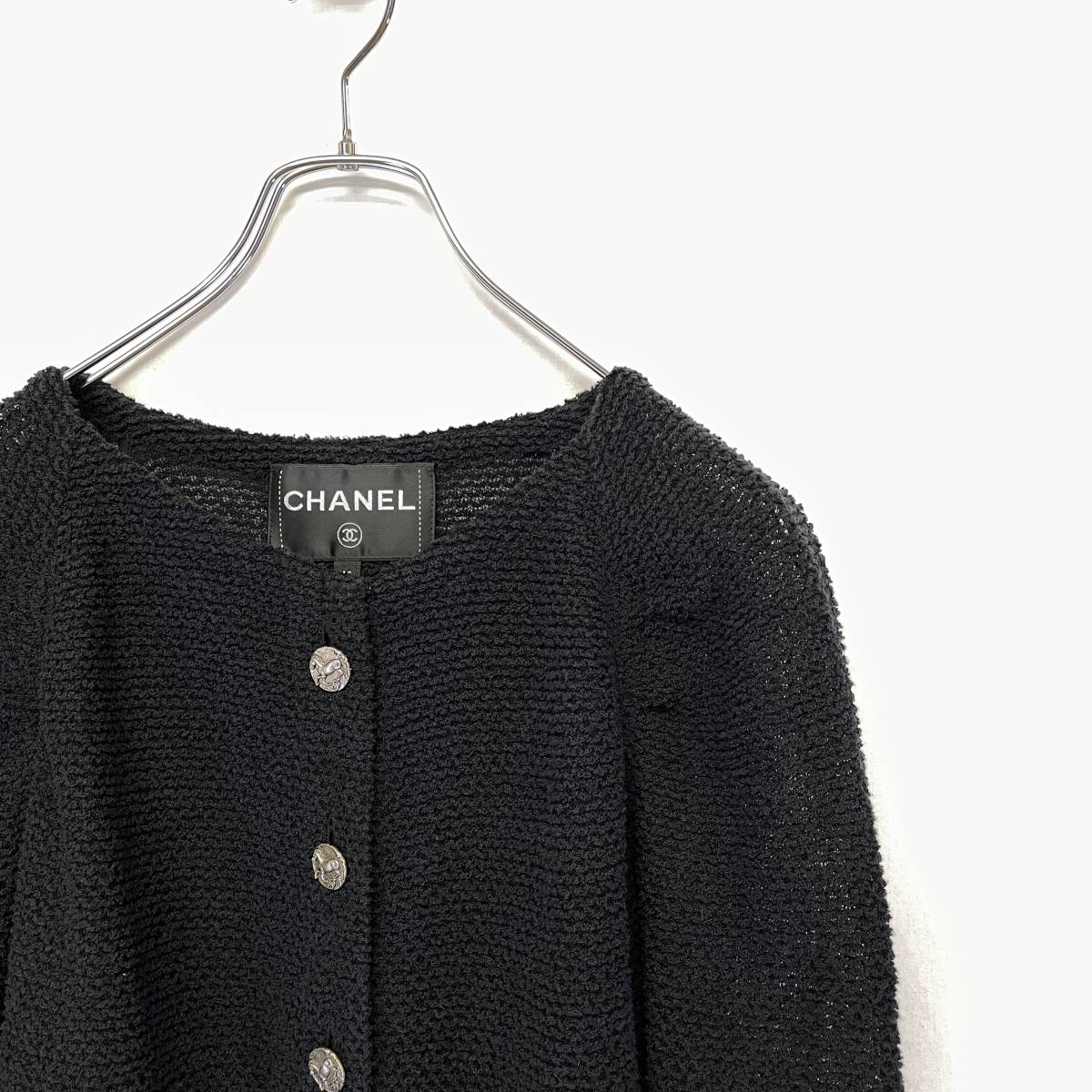 CHANEL 18C シャネル 動物ボタン ライトツイード ジャケット size 42 P57896 V33971 1102931_画像3