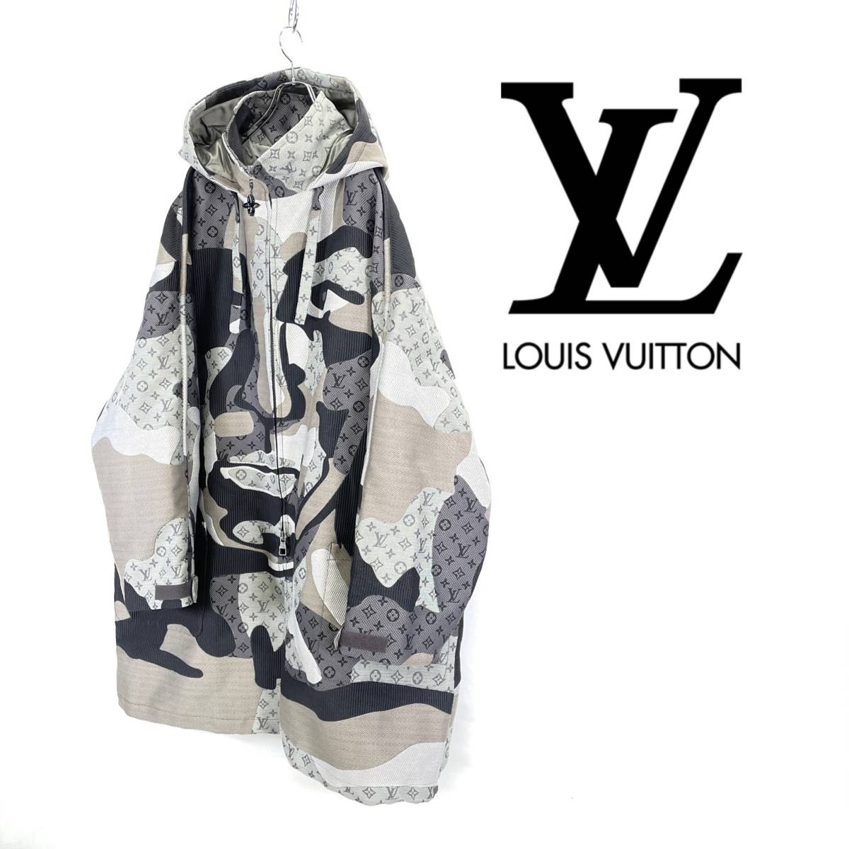 2023AW LOUIS VUITTON by virgil abloh ルイヴィトン モノグラム デニム パッチワーク モッズ コート size 60 RM232 AQH HPK65E 1127914_画像1