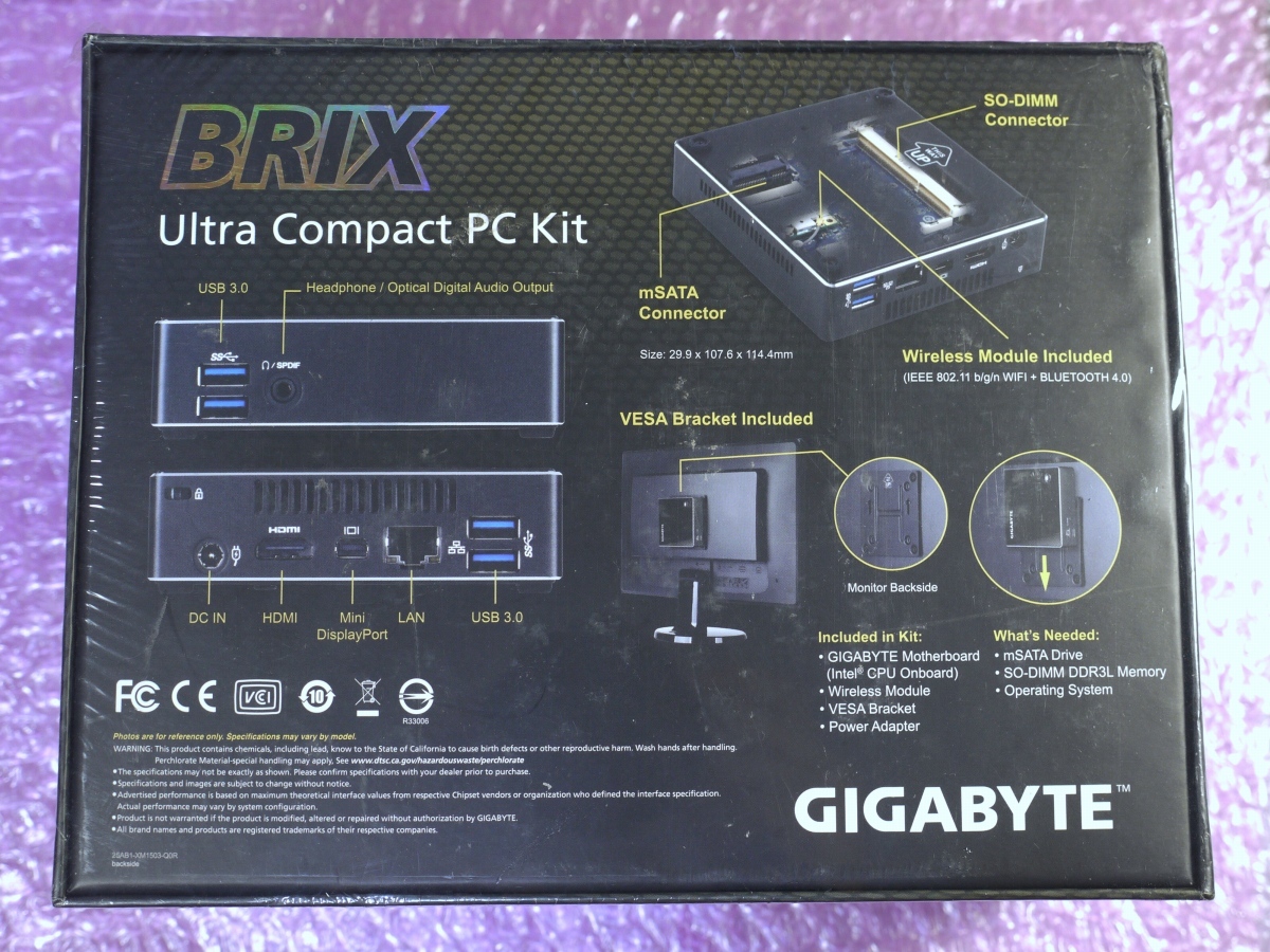 未開封 未使用 GIGABYTE BRIX GB-BXi7-4500 小型ベアボーンPC_画像2