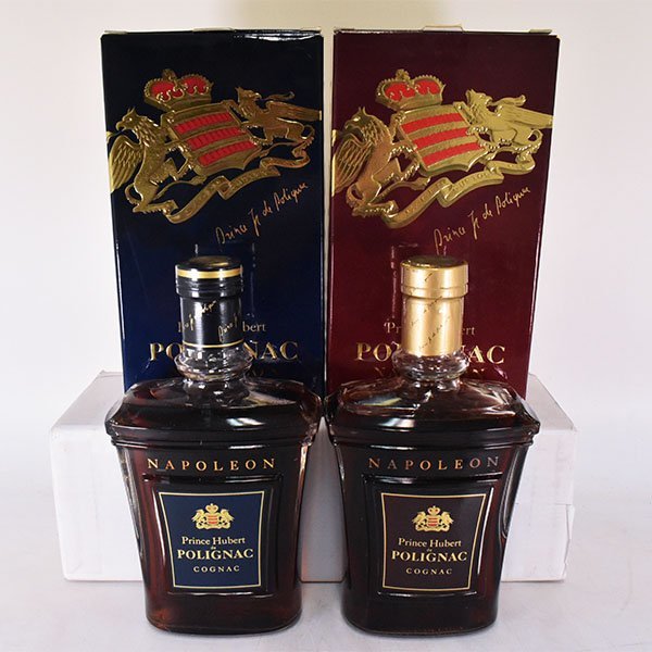 2本セット★プリンス ユベール ド ポリニャック ナポレオン 青/茶ラベル ＊箱付 700ml コニャック PRINCE HUBERT POLIGNAC L030306_画像1