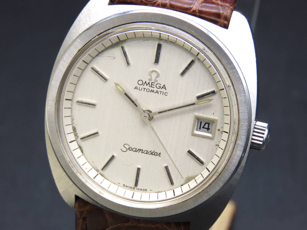 1円～! 稼動品★正規品 OMEGA オメガ 166.065 シーマスター ラージケース 自動巻き Cal.565 デイト 純正ブレス メンズ腕時計 TTKLG3329_画像1