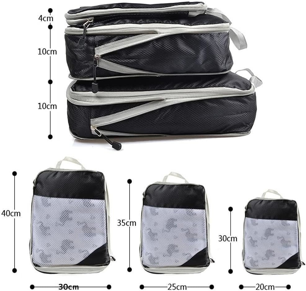 トラベルポーチ 4点セット ファスナー 圧縮袋 出張 旅行用 圧縮バッグ 衣類整理 (ブルー)_画像2