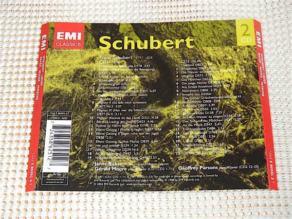 2CD シューベルト 歌曲 ジャネット ベイカー ジェラルドムーア ジェフリーパーソンズ SCHUBERT Janet Baker Gerald Moore Geoffrey Parsons