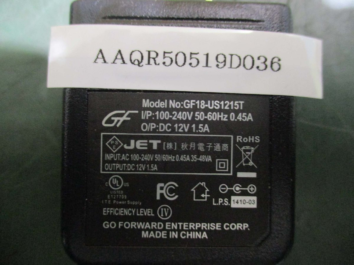 中古 JET Cアダプター GF18-US1215T DC12V 1.5A バー照明/ ライン照明(AAQR50519D036)_画像2