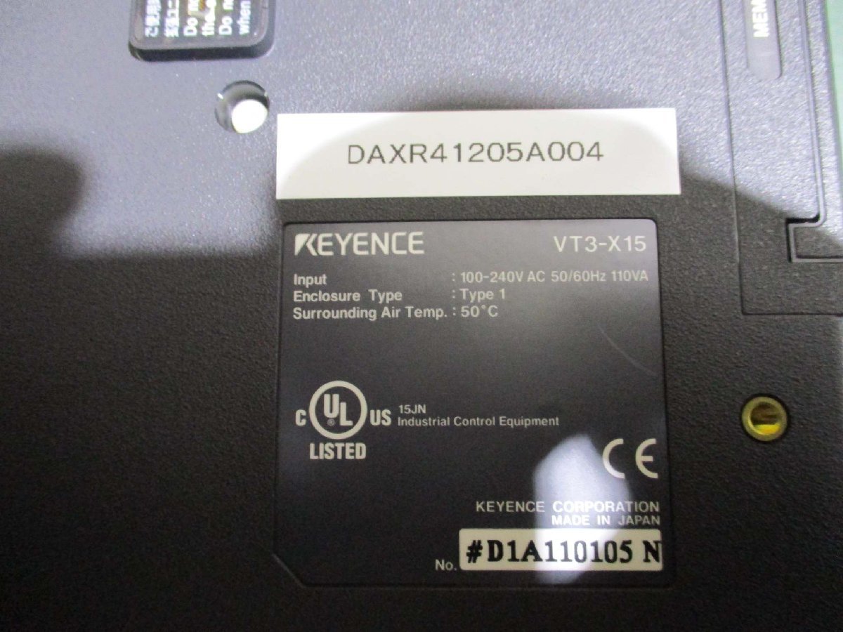 中古 KEYENCE VT3-X15 100-240V+UNIT VT3-E3 通電OK(DAXR41205A004)_画像7