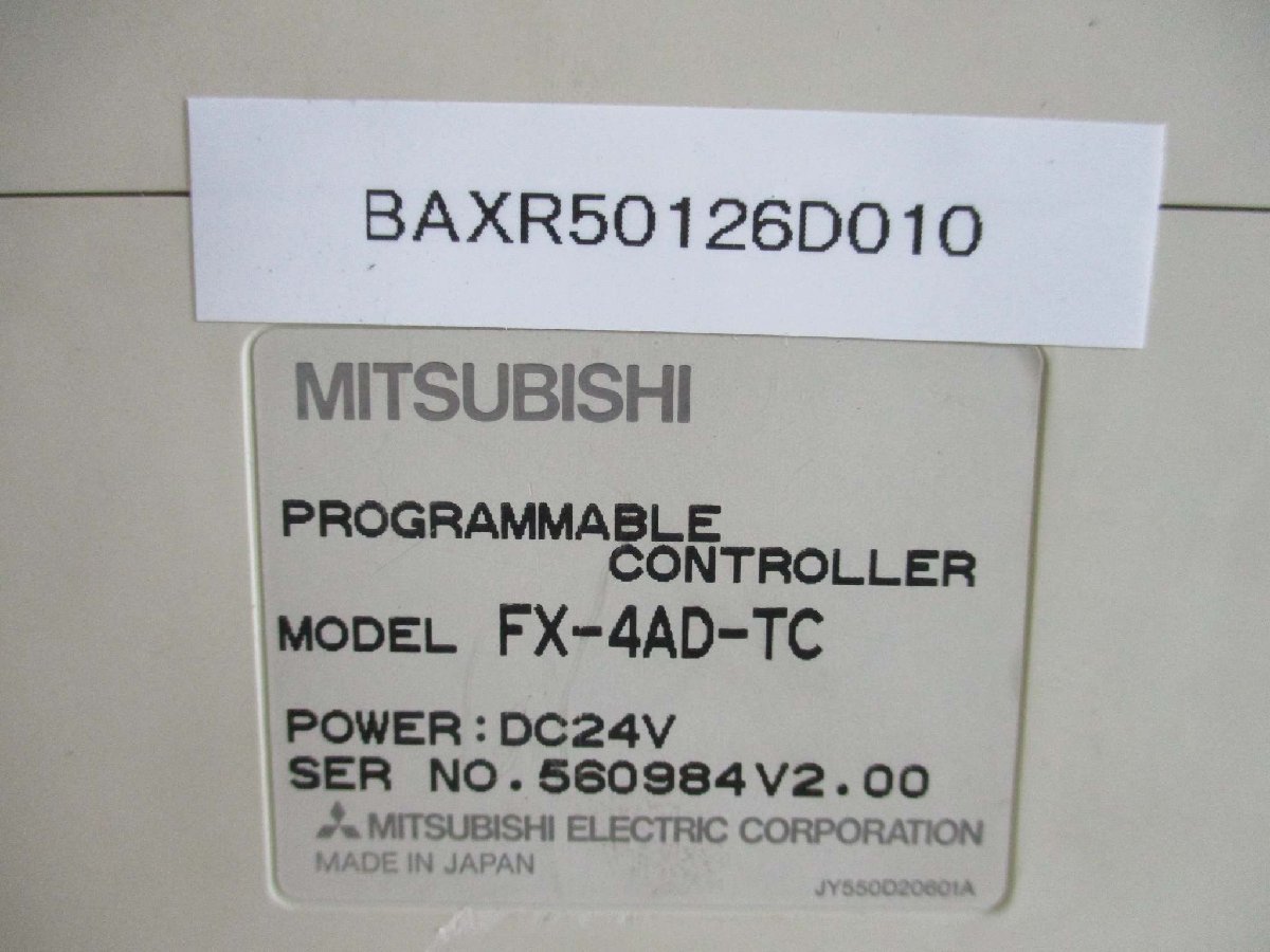 中古Mitsubishi PROGRAMMABLE CONTROLLER FX-4AD-TC 24V(BAXR50126D010)_画像6