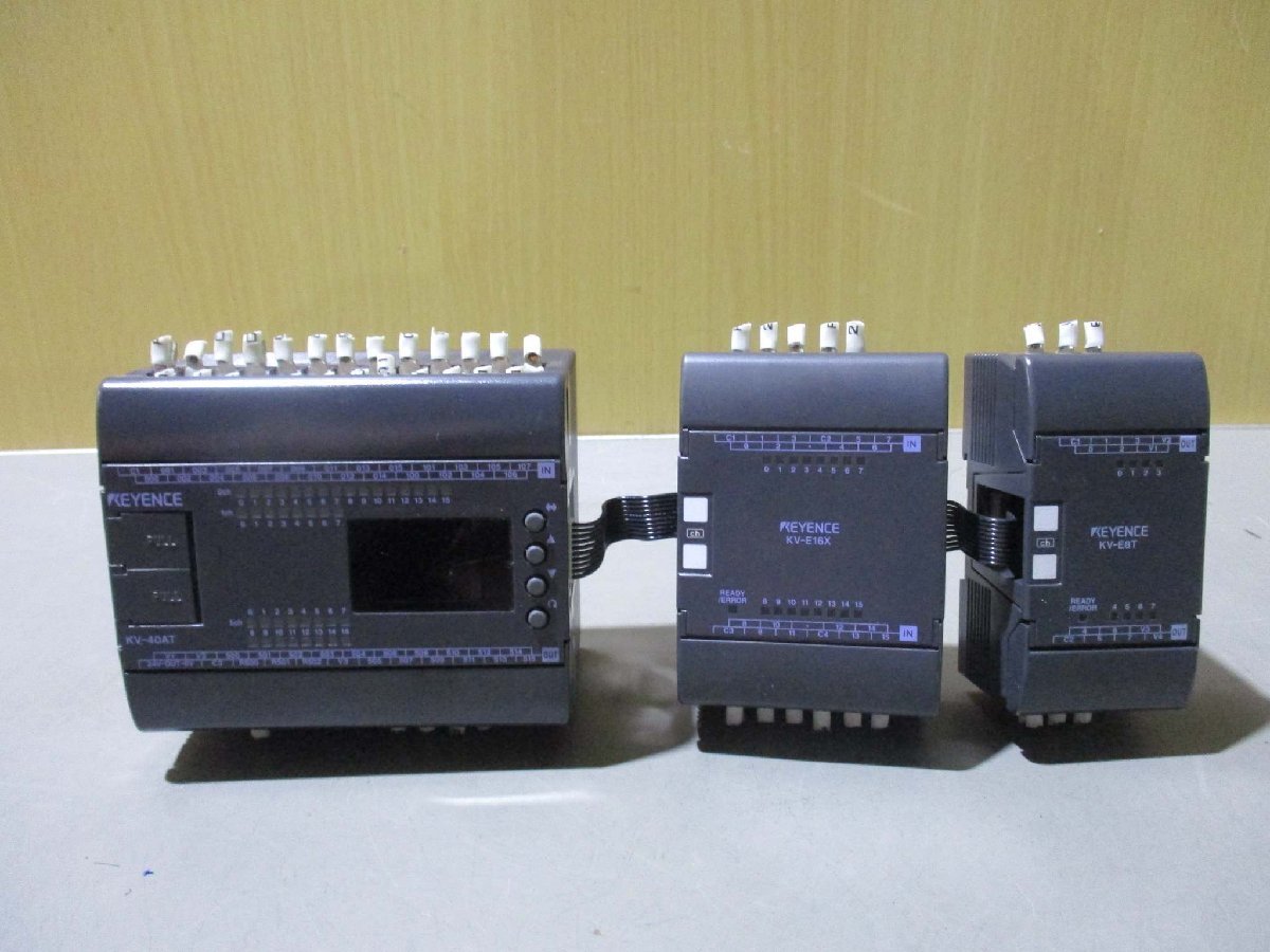 中古 KEYENCE KV-40AT/KV-E8T/KV-E16X 表示機能内蔵PLC セット(BAXR50302D077)_画像4