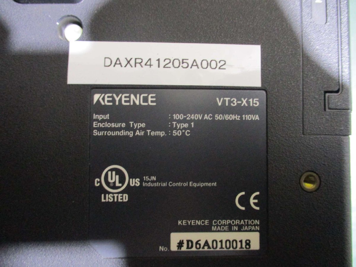 中古 KEYENCE VT3-X15 100-240V+UNIT VT3-E3 通電OK(DAXR41205A002)_画像9