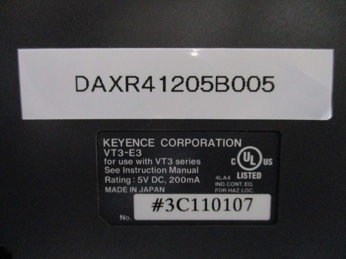 中古 KEYENCE VT3-X15 100-240V+UNIT VT3-E3 通電OK(DAXR41205B005)_画像2