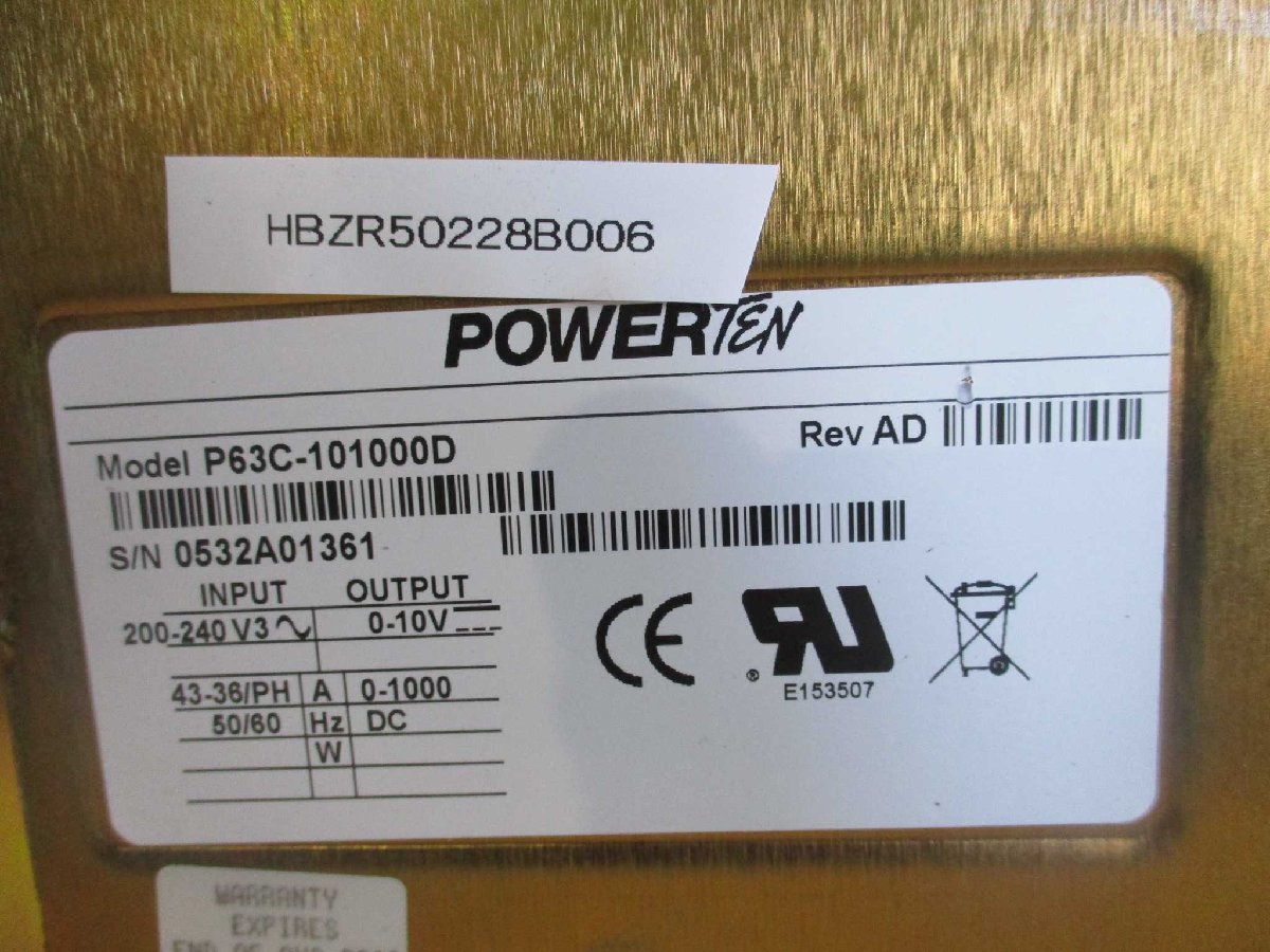 中古 POWER TEN power supply P63C-101000D 電源(HBZR50228B006)_画像5