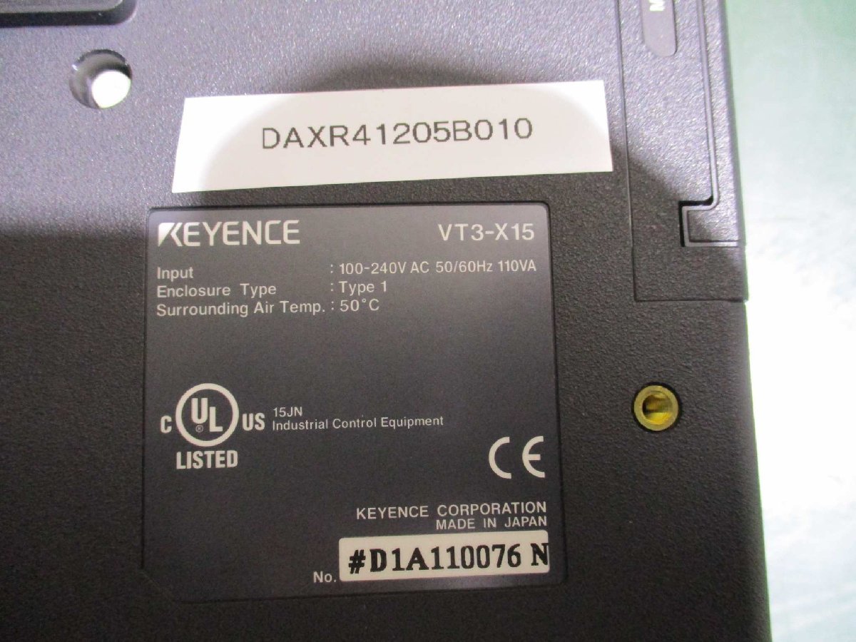 中古 KEYENCE VT3-X15 100-240V+UNIT VT3-E3 通電OK(DAXR41205B010)_画像9