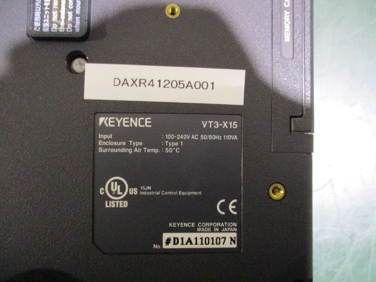 中古 KEYENCE VT3-X15 100-240V+UNIT VT3-E3 通電OK(DAXR41205A001)_画像7